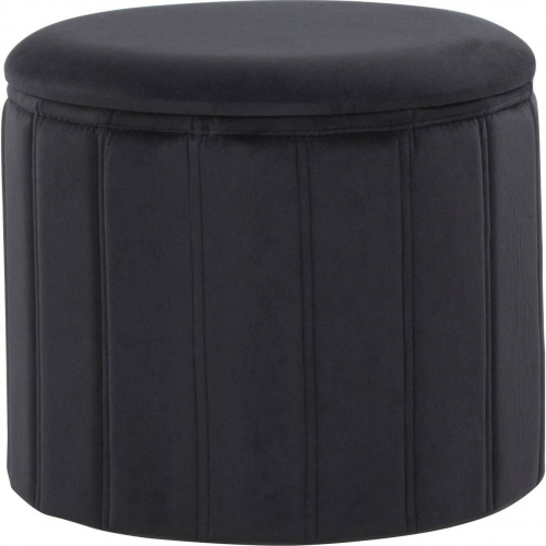 Lindsey Folding Storage Ottoman in Black Velvet